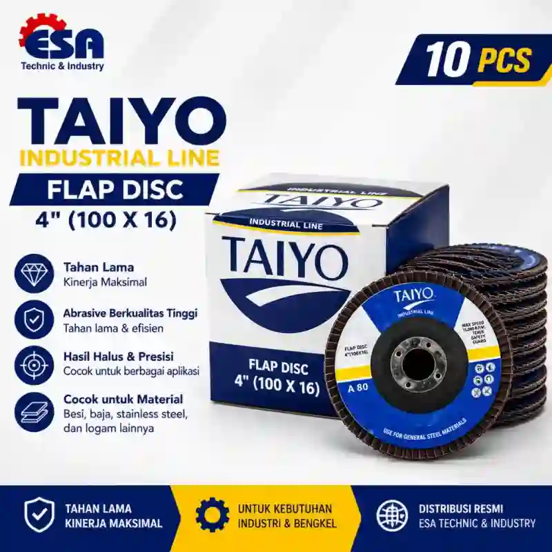 TAIYO Flap Disc 4 Inch (100 x 16) – Grit 40#–240# TAIYO Flap Disc 4 Inch (100 x 16) – Grit 40#–240#