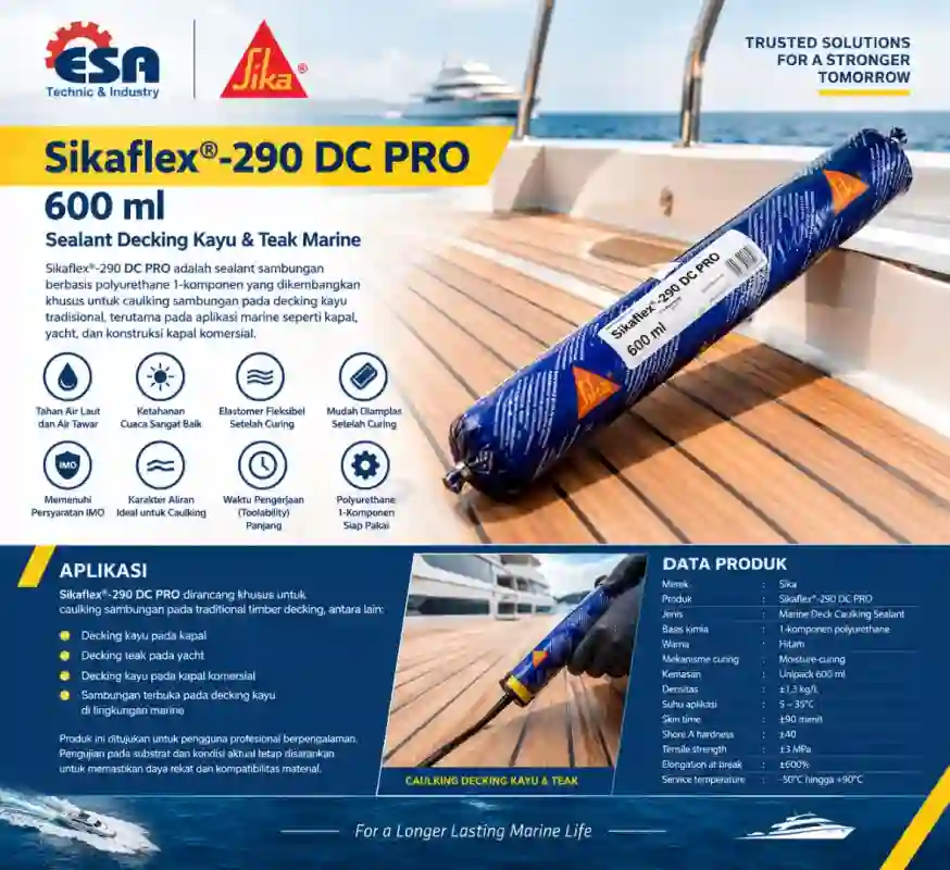 Sikaflex®-290 DC 600 ml Sausage – Sealant Decking Kayu & Teak Kapal Sikaflex®-290 DC 600 ml Sausage – Sealant Decking Kayu & Teak Kapal