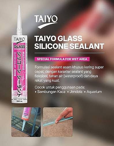 TAIYO MP GLASS Acetic Sealant – Silicone Sealant Kaca & Aquarium TAIYO MP GLASS Acetic Sealant – Silicone Sealant Kaca & Aquarium