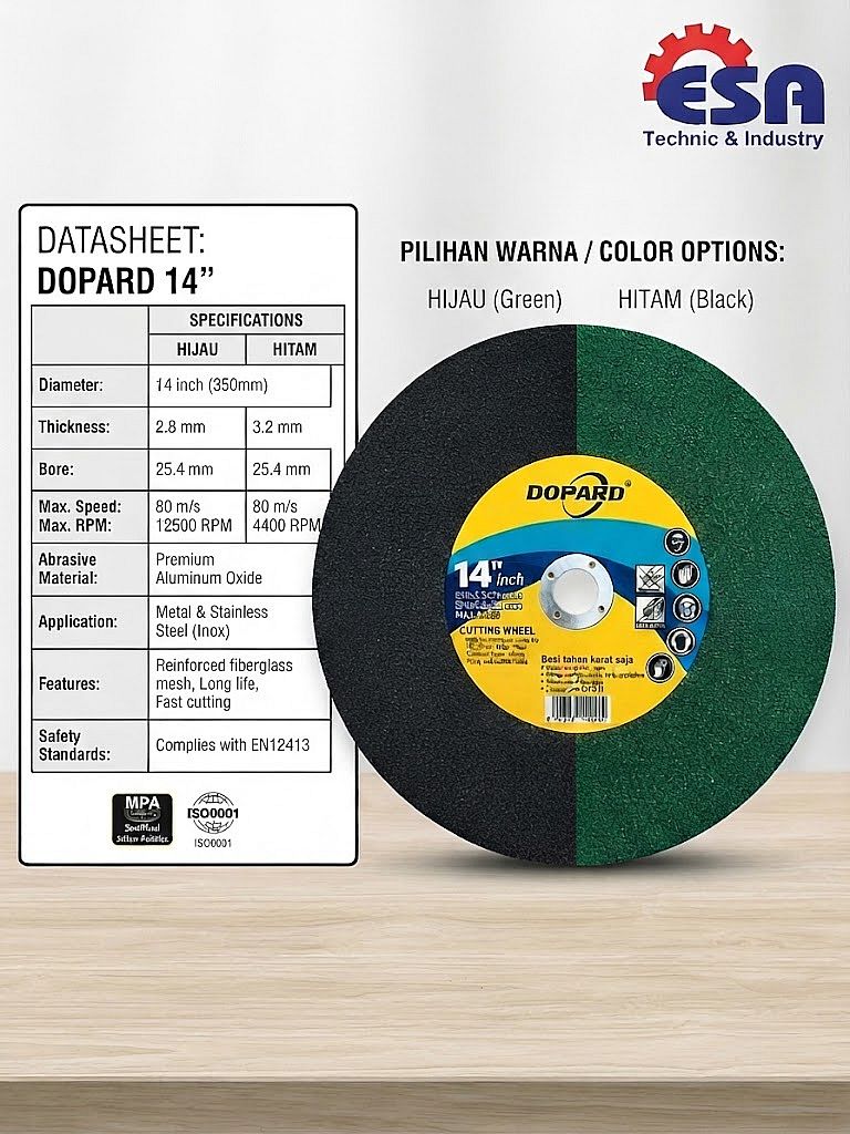 Batu Gerinda Potong 14 Inch DOPARD Cutting Wheel Stainless Steel 350 × 2,8 × 25,4 mm Batu Gerinda Potong 14 Inch DOPARD Cutting Wheel Stainless Steel 350 × 2,8 × 25,4 mm