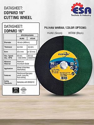 Batu Gerinda Potong 16 Inch DOPARD Cutting Wheel Besi & Stainless Steel 400 × 3,2 × 25,4 mm